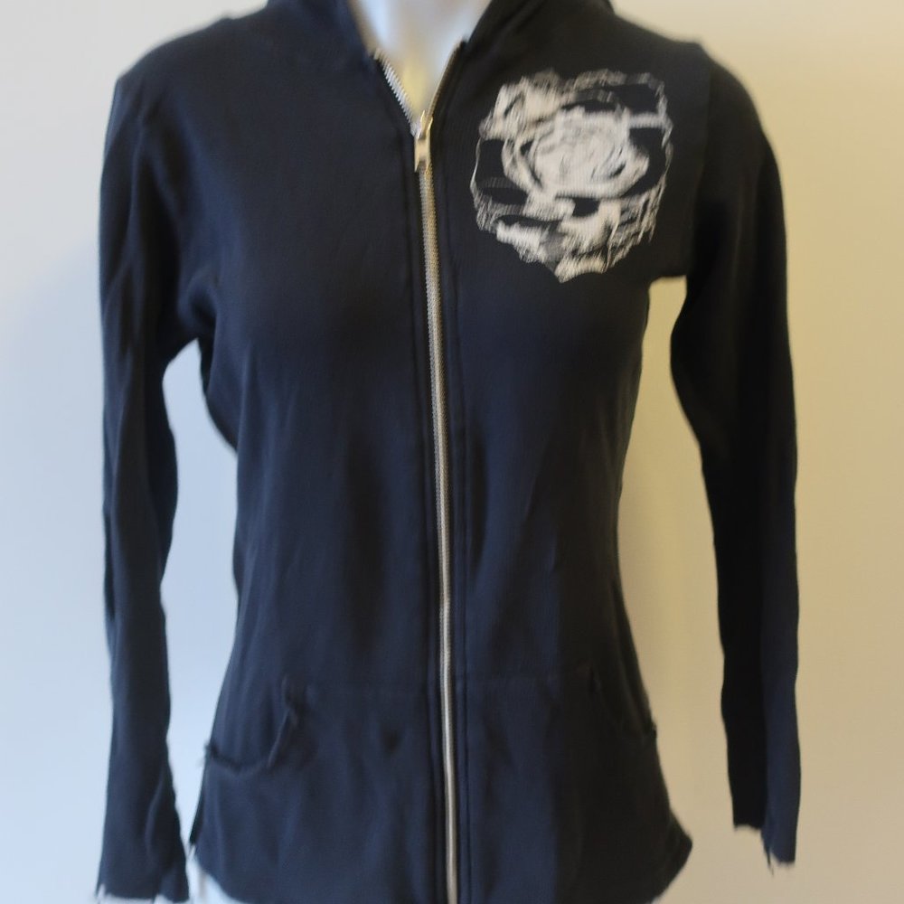 LAUREN MOSHI BLACK GRAPHIC ZIP UP SWEATSHIRT SZ L* - Picture 5 of 12